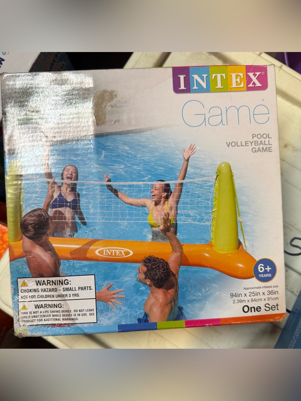 Intex Orange & Lime Inflatable Pool Volleyball Game
